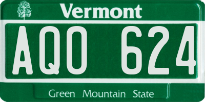 VT license plate AQO624