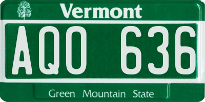 VT license plate AQO636