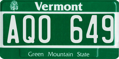 VT license plate AQO649