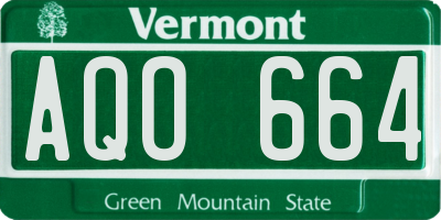 VT license plate AQO664