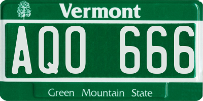 VT license plate AQO666