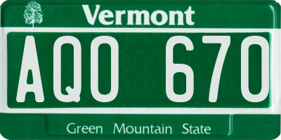 VT license plate AQO670