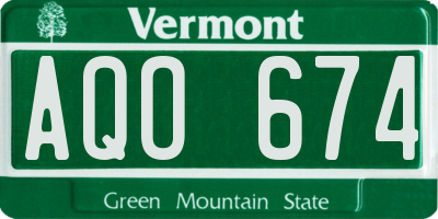 VT license plate AQO674