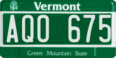 VT license plate AQO675