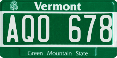VT license plate AQO678