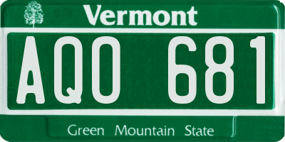 VT license plate AQO681