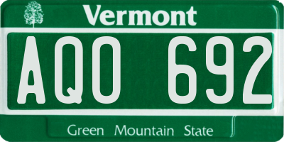 VT license plate AQO692