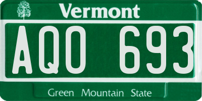 VT license plate AQO693