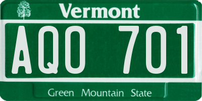 VT license plate AQO701