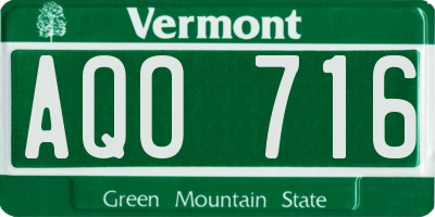 VT license plate AQO716