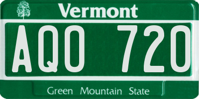 VT license plate AQO720