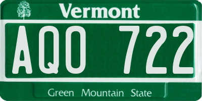 VT license plate AQO722