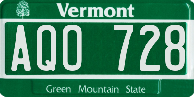 VT license plate AQO728