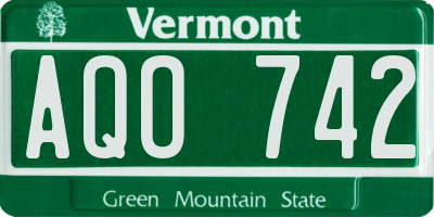 VT license plate AQO742