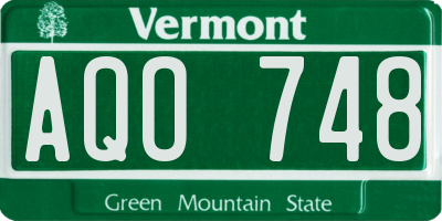 VT license plate AQO748