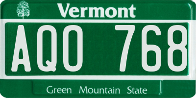 VT license plate AQO768
