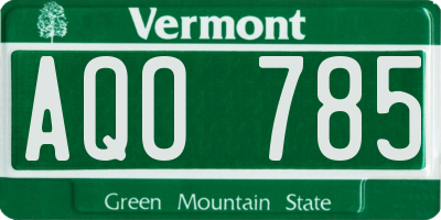 VT license plate AQO785