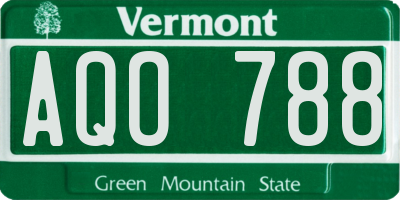 VT license plate AQO788