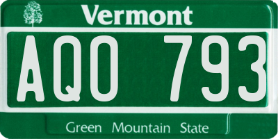 VT license plate AQO793
