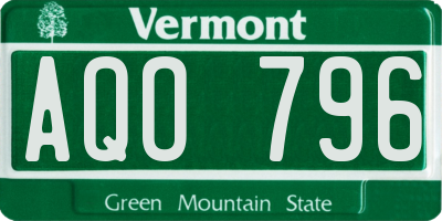 VT license plate AQO796