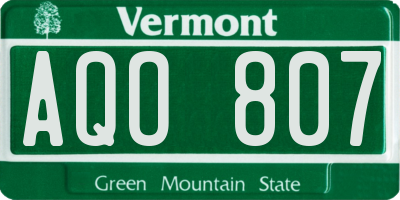 VT license plate AQO807