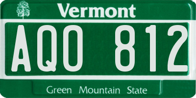 VT license plate AQO812