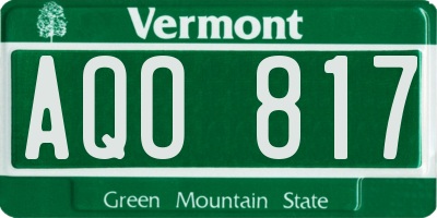VT license plate AQO817
