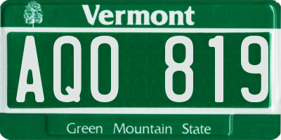 VT license plate AQO819