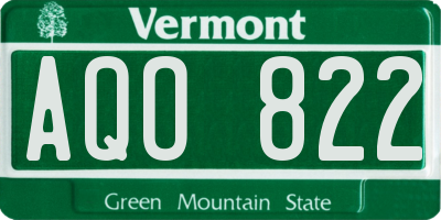 VT license plate AQO822