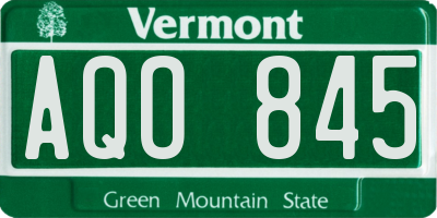 VT license plate AQO845
