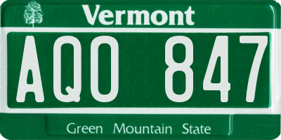 VT license plate AQO847