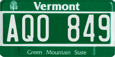 VT license plate AQO849