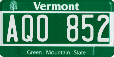 VT license plate AQO852