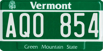VT license plate AQO854