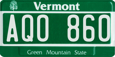 VT license plate AQO860