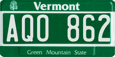 VT license plate AQO862
