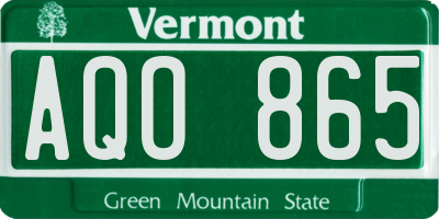 VT license plate AQO865