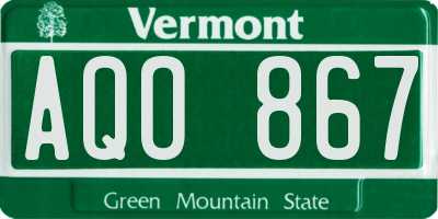 VT license plate AQO867