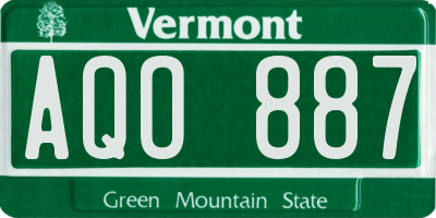 VT license plate AQO887
