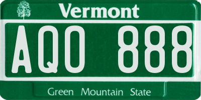 VT license plate AQO888