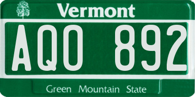 VT license plate AQO892