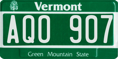 VT license plate AQO907