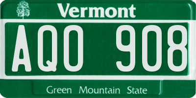 VT license plate AQO908
