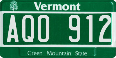 VT license plate AQO912