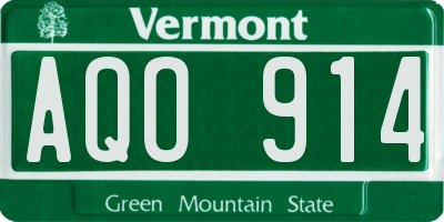 VT license plate AQO914