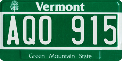 VT license plate AQO915
