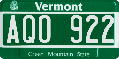 VT license plate AQO922