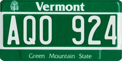 VT license plate AQO924