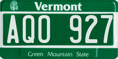 VT license plate AQO927
