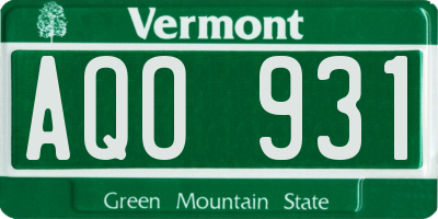 VT license plate AQO931
